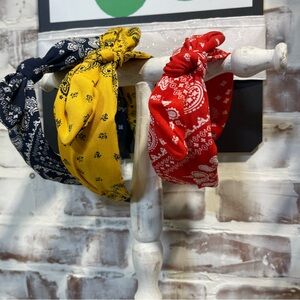 Bandana Headbands Set - Red, Yellow, and blue
